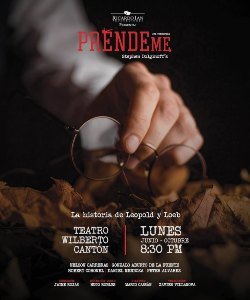 Cartel oficial de PréndeMe: cuando el amor arde hasta matar, con dos actores principales y ambiente oscuro